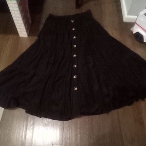 Cold Water Creek Heavy Velvety Tiered Black Boho Maxi Skirt